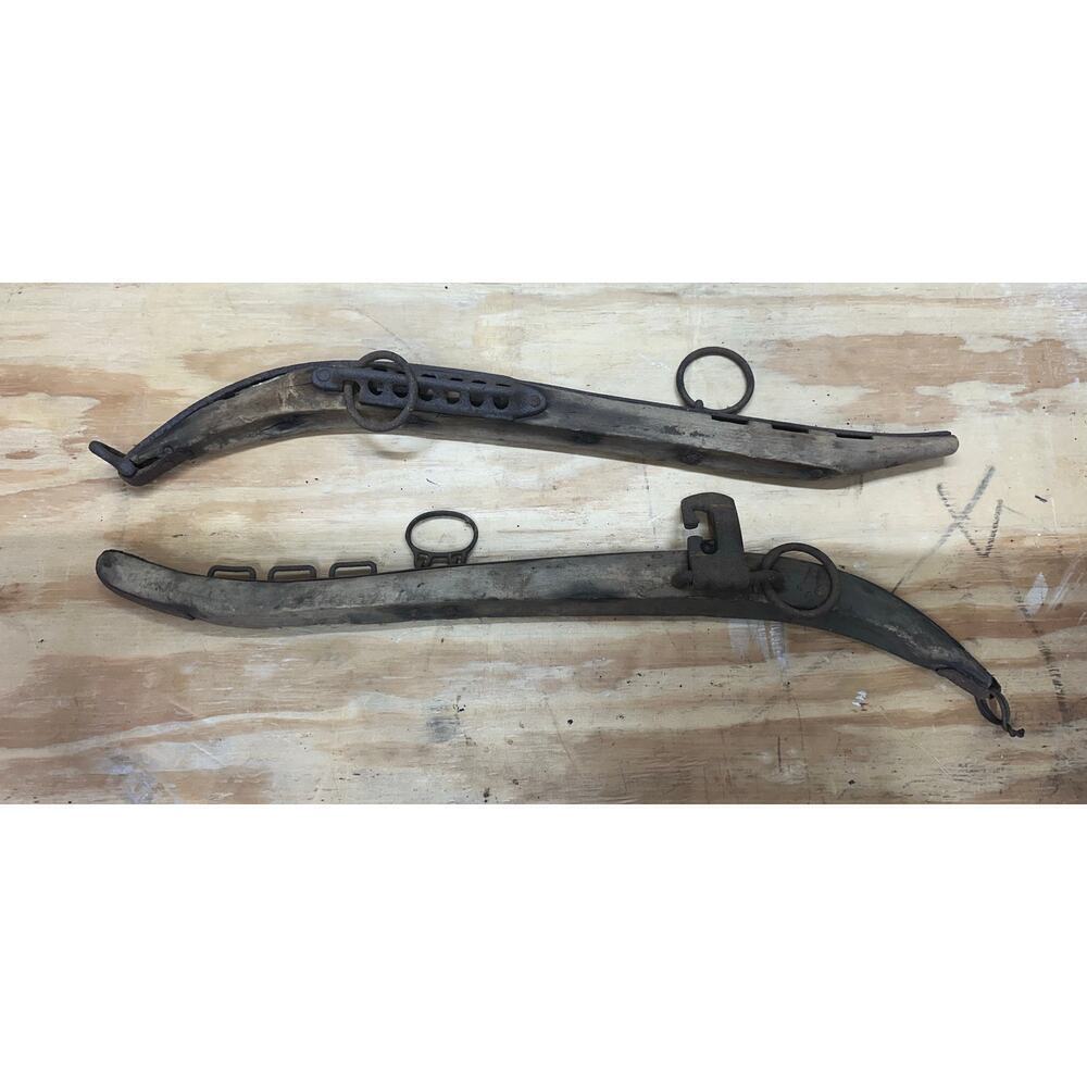 Set of 2 Antique Hames Horse Yoke Harness Wood Collar Metal Cast Iron Rustic